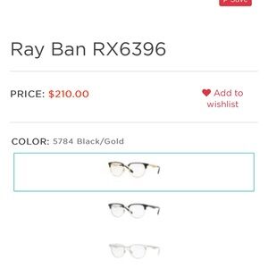 Ray-Ban Gold and Black 15-19